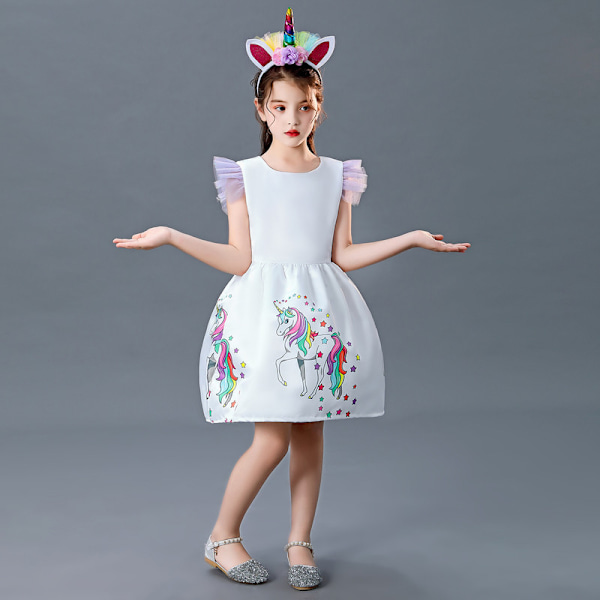 Pige Unicorn Prinsesse Kjole Unicorn Kostume til Piger A 140cm