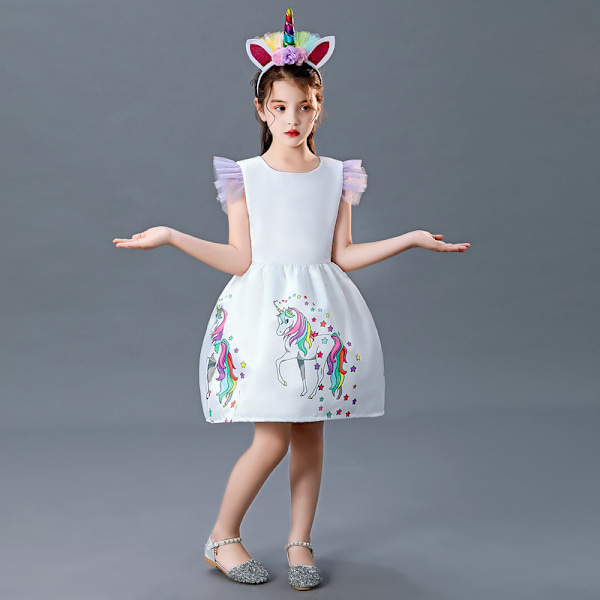 Tyttöjen Yksisarvinen Prinsessamekko Yksisarvinen Puku Tytöille A 140cm
