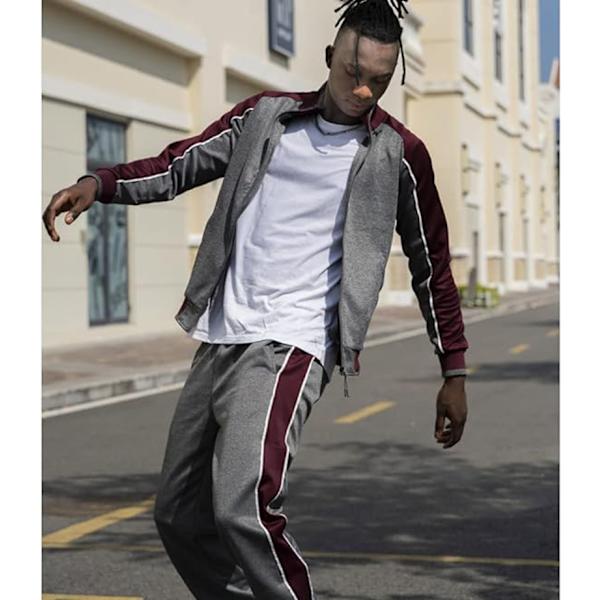 Männs Aktivkläder Hel Dragkedja Varm Träningsoverall Sportset Casual Sweat Suit grey L