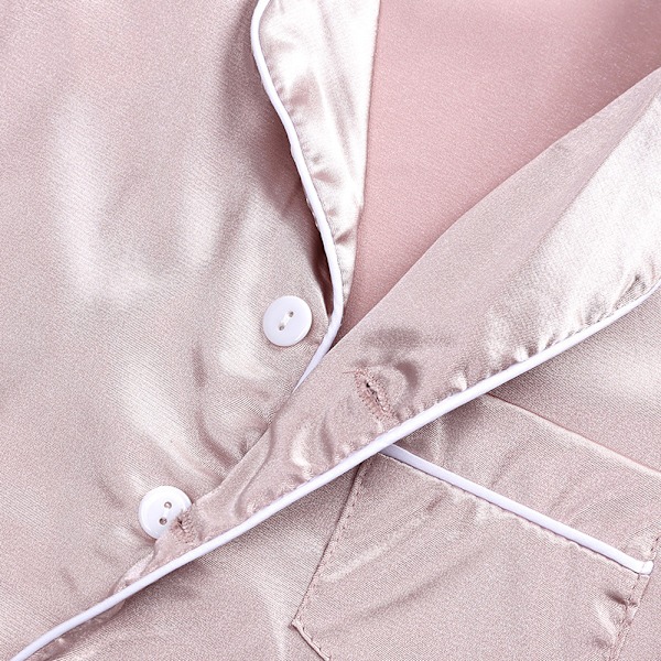 Satin Pyjamas Set i Siden, Kortärmad, Barnkläder för Sovkläder apricot 130