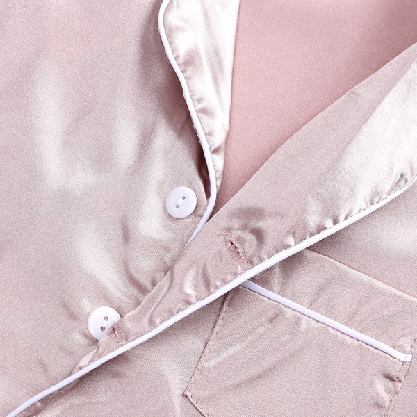 Satin Pyjamas Sett Silke Pjs Kort Erme Barnesovesett apricot 110