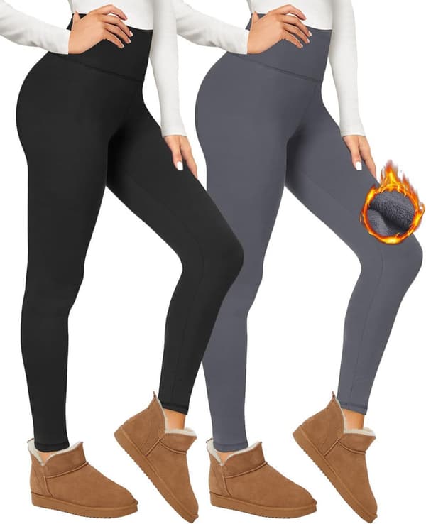 Vintervarme Fleeceforet Leggings til Kvinder Black 3XL