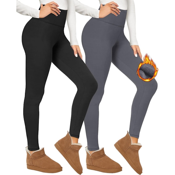 Vintervarme Fleeceforet Leggings til Kvinder Black 4XL