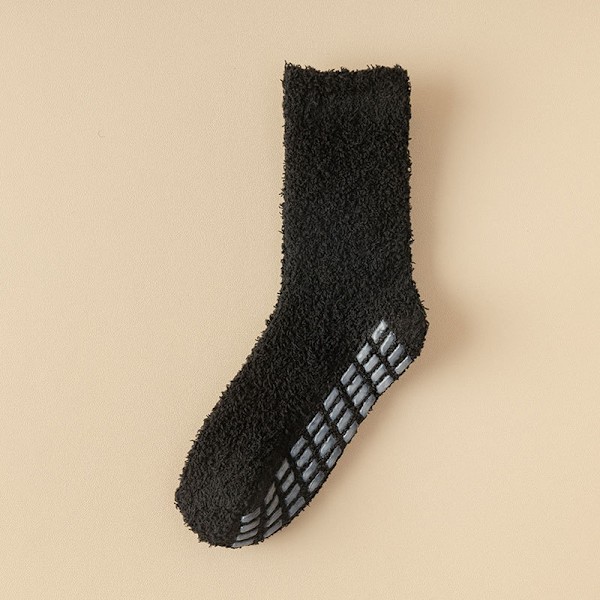 Vinter Fluffiga Tofflor Strumpor, Plysch Sov Footies 1 Par Black