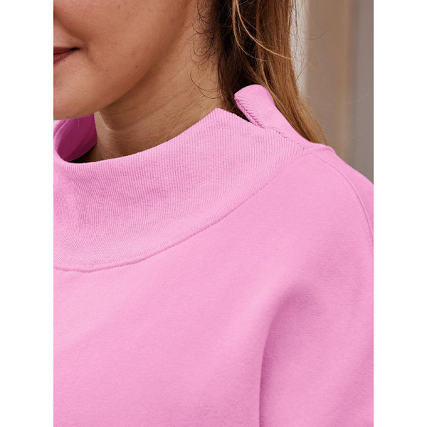 Oversized sweatshirts til damer, turtleneck pullover, langærmede hættetrøjer, efterårsmode outfits Pink S