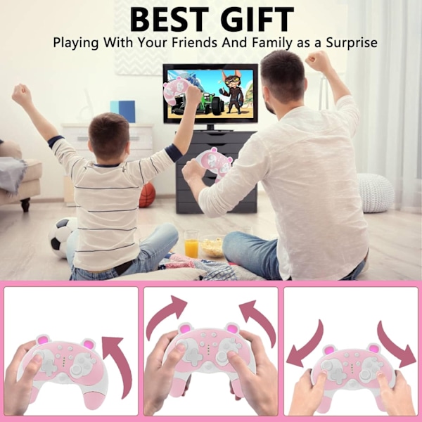 Switch Controller Sød Vaskebjørn Dyr Pro Controller med Wake-Up Funktion Pink
