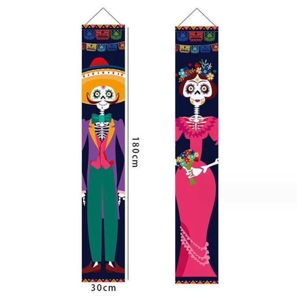 2 st Halloween Hängande Flaggor för Utomhusdekoration 30*180CM