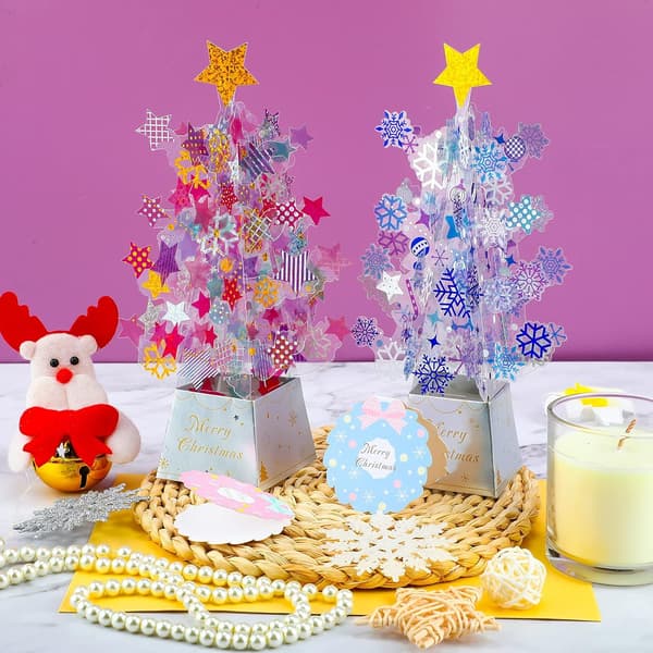 4 Styk Pop Up Kort 3D Juletræskort med Konvolutter 4 Pieces