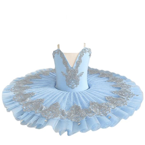 Balett Tutu-klänning för flickor Svanens dansföreställningskostymer blue 110cm