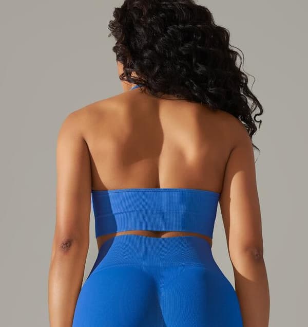 Solid Färgad Stretch Yoga Kläder Blue M