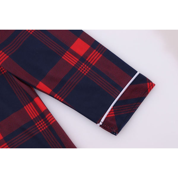 Mjukt Silke Långärmad Dam Plaid Skjorta Pyjamas Red M