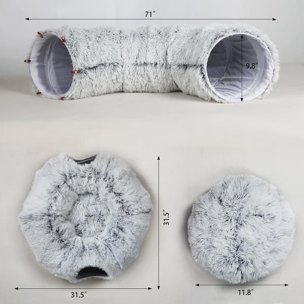 Kattetunnel Seng Fluffy Kattehule Rør med Hængende Bold