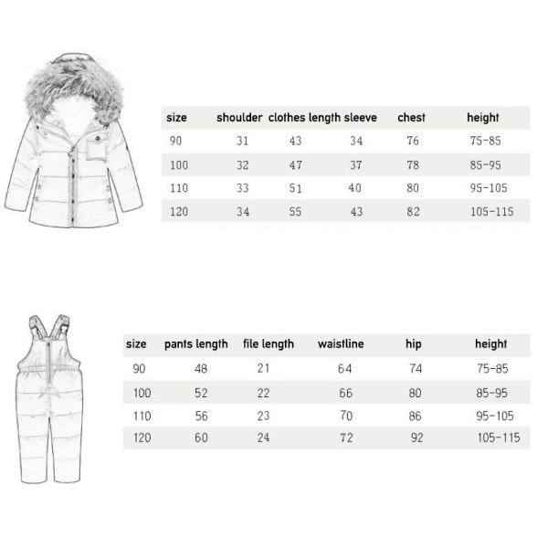 Unga flickor pojkar Puffer skidjacka och snödräkt set white 120cm