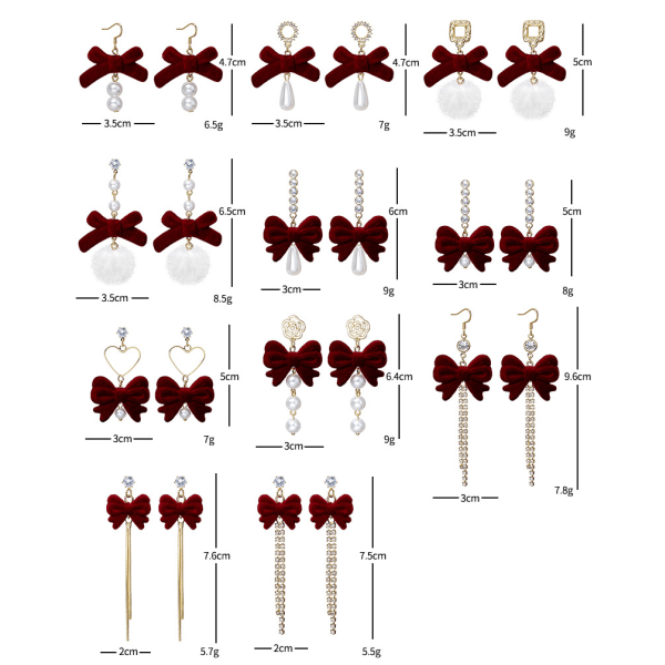 Julebue Ørepynt for Kvinner Høytid Thanksgiving Jul Nyttår Gaver 11PCS