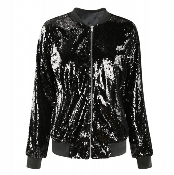 Dam Sparkle Paljetter Jacka Casual Jacka black S