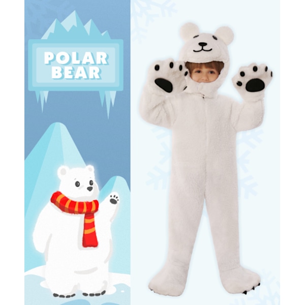 Barn Polarbjørn Kostyme, Barn Arktisk Polarbjørn Jumpsuit Julekostyme M