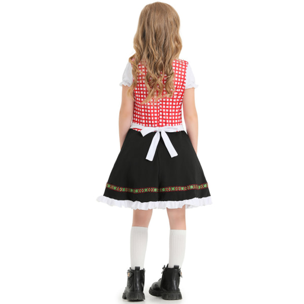 Traditionell tysk bayersk Dirndl Oktoberfest klänning för flicka Black XS