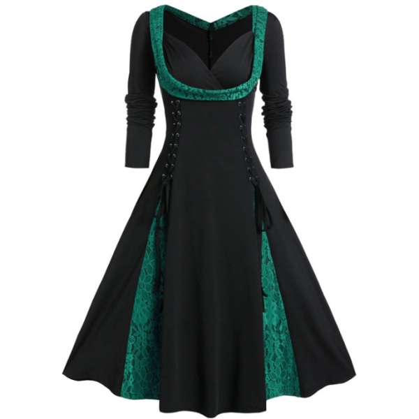 Kvinnor med långa ärmar Halloween gotisk vintage green XL