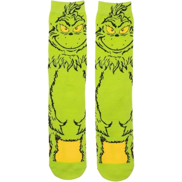 Grinchsockorna Vuxen Grinch Face Fuzzy Plysch Slipper Socks Style2