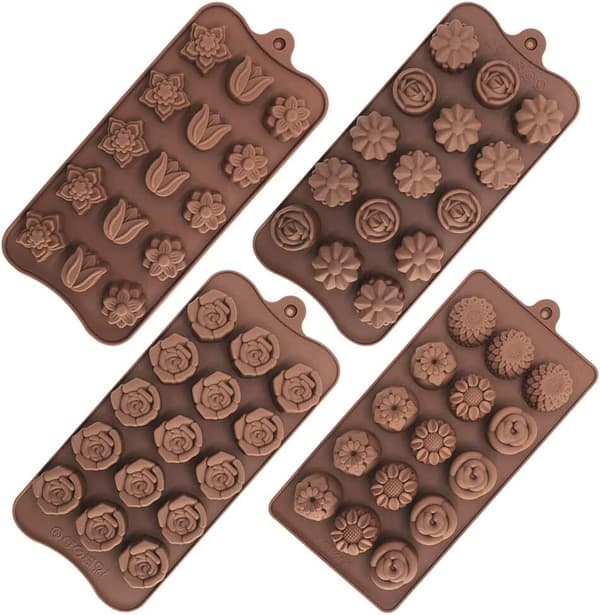 4 Pak Blomsterformet Silikonforme Chokolade Slikforme