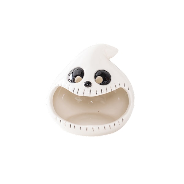 Halloween Spöklykta Ornament Keramisk Spök Ljusstake Ghost Head White
