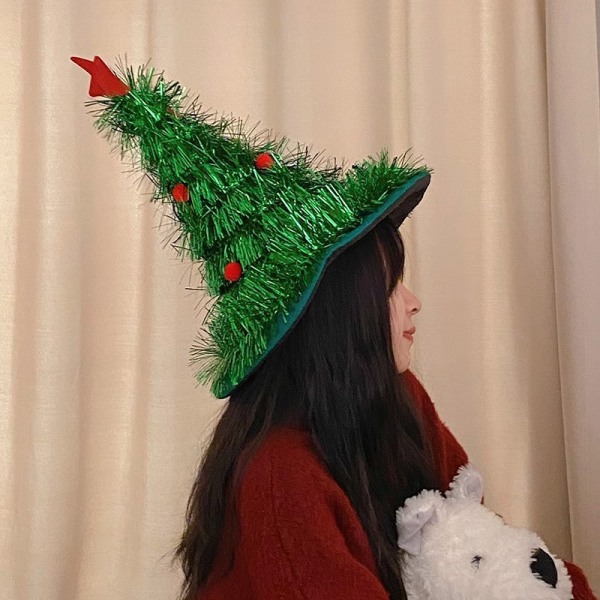 Kvinnors dekorerad julgran hatt Green