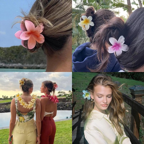 Förpackning med 6 blommiga halkfria hårklämmor