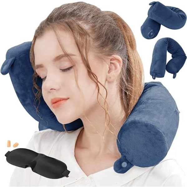Twist Memory Foam Resepill för Nacke, Haka, Ländrygg och Ben - Perfekt för Resor Blue