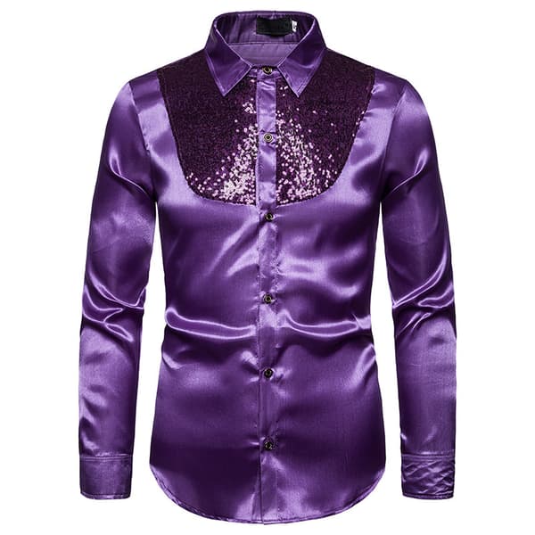 Herrar Glittrande Sekvens Disco Party Klänningar Purple 2XL