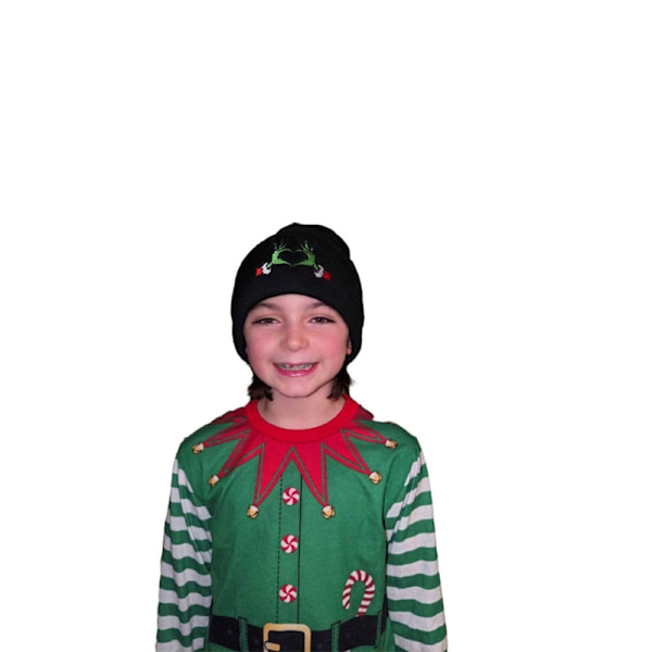 Broderad Beanie med Kant, Rolig Hatt, Varma Julhatt Red 2