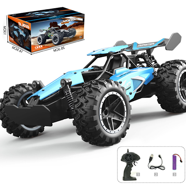 Kaukosäädöllä ohjattava auto, 1:18 mittakaava 4x4 RC-autojen suoja Blue