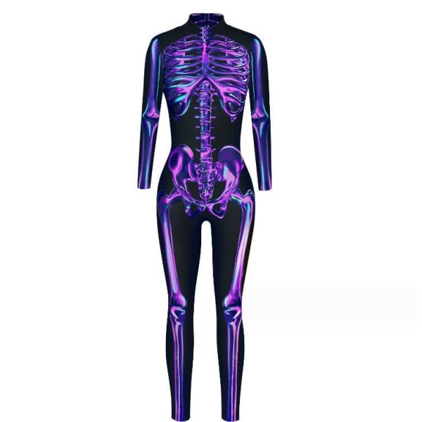 Futuristisk bodysuit i ett stycke för kvinnor Purple L