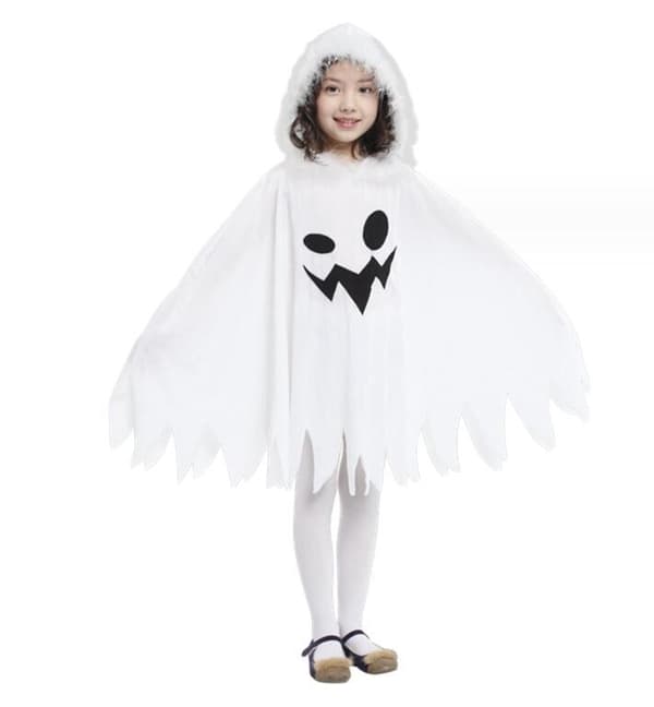 Barnens Vita Spökkostym för Halloween M