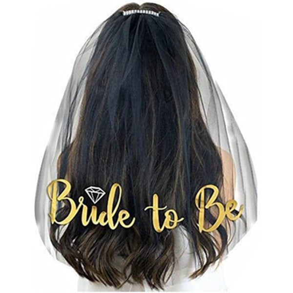 Brud-til-være-bånd, Bachelorette Party Dekorationer Black Veil Gold