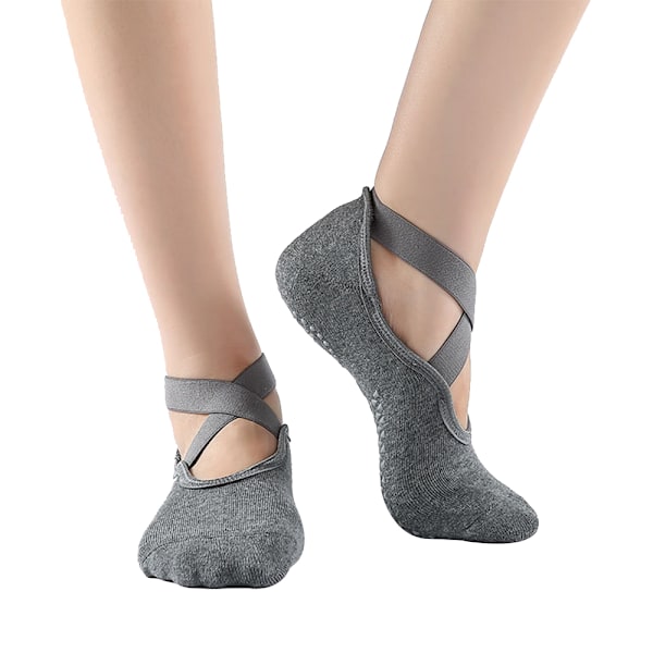 Halkfria yogastrumpor för kvinnor 4 par light grey