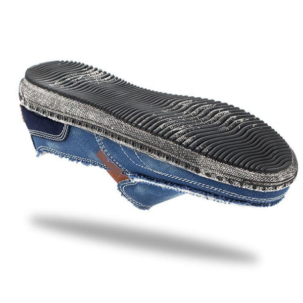 Casual tygskor för män Canvas Slip on Loafers Fritid Vintage Flat Boat Shoes GRAY 42