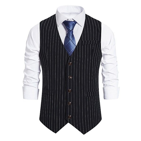 Miesten Slim Fit Liivi, Vyötäröliivi, Business-Liivi Black S
