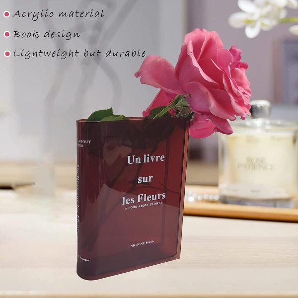 Akrylbokblomvas Klar för Heminredning Red