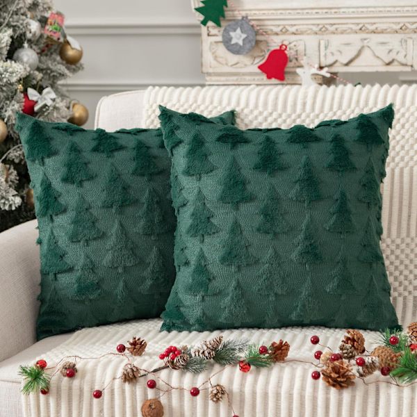 Julepynt Puter Trekk 2-pakning, Myk Pluss Faux Ull Puter Green 1 30*50cm