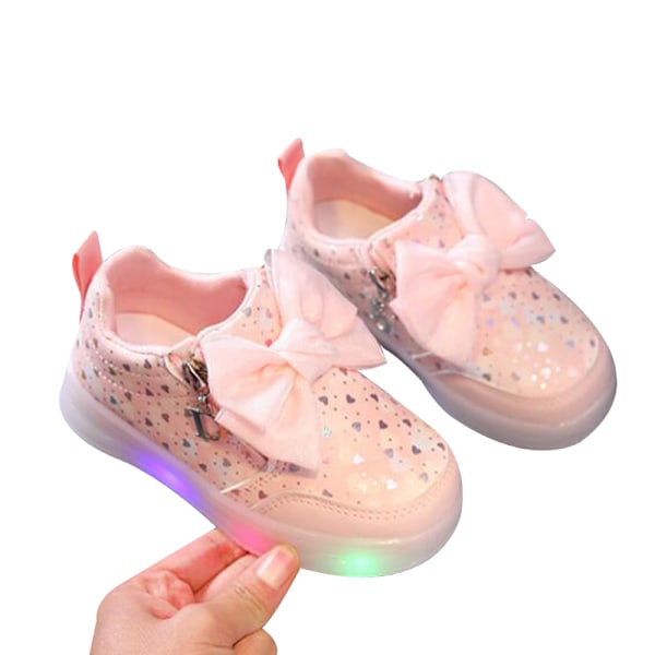 Lille Pige LED Sko Børn Lysende Sneakers Pink 21