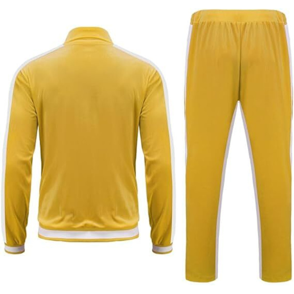 Mænds 2-delt fuld lynlås træningsdragt i fløjl Sportssæt yellow 2XL