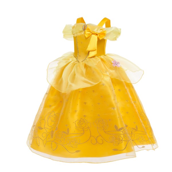 Prinsessan Pukeutumismekko Tytöille Cosplay-asuja Juhliin Lapsille Olkapäältä Yellow 130cm