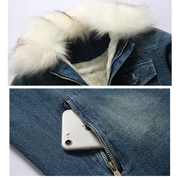 Jeansjacka med fleecefodrad för män, vinterjacka blue2 M
