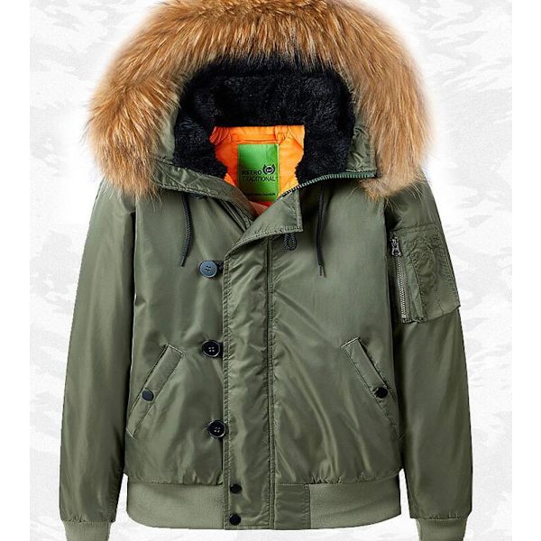 Hettejakke for menn, tykk og polstret, høst og vinter Green 2XL