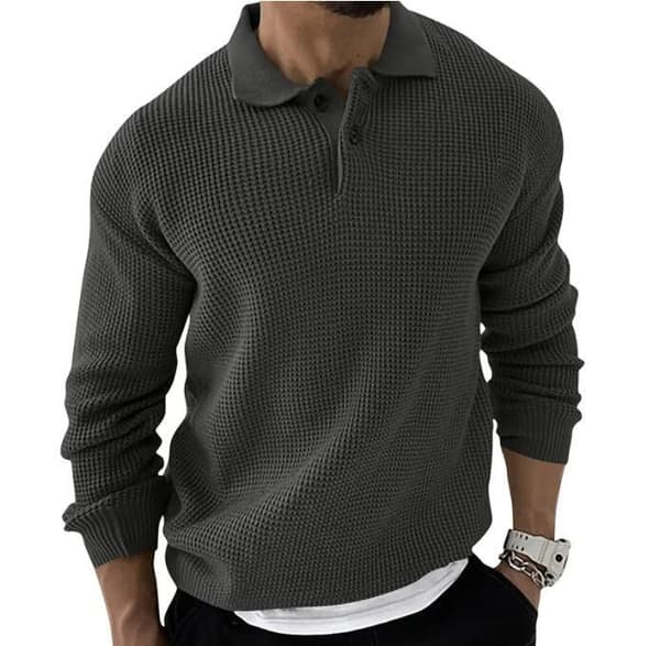 Stickad tröja för män Fit Långärmad Casual tröja dark grey S