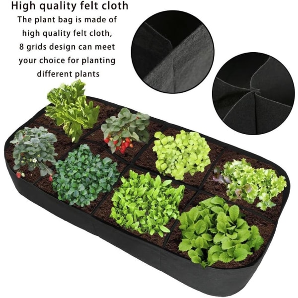 Växtväska för trädgårdsbädd i filttyg, stora odlingspåsar för trädgårdsskötsel 180cm*90cm*30cm