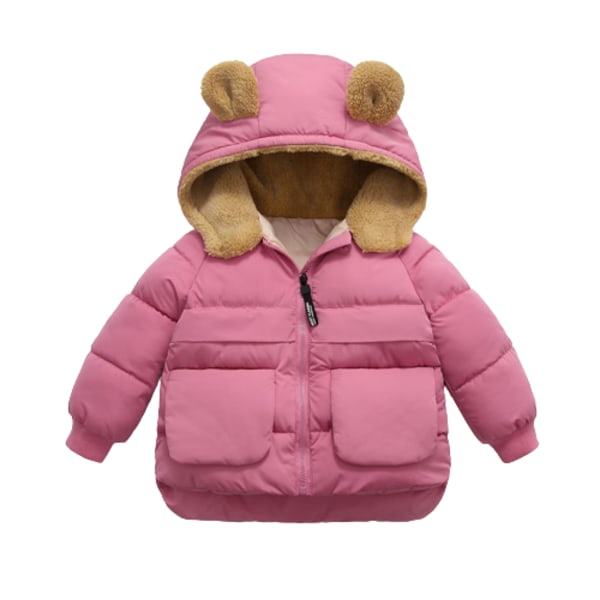 Varm vinterjacka med huva för flickor Pink 90CM