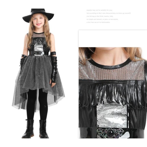 Halloween Barnkläder för Barn Häxa Tuxedo Klänning S
