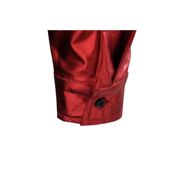 Mænds Langærmet Patchwork Jakke med Pailletter Red XL