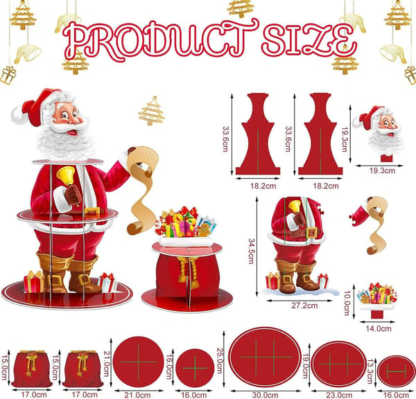 Julcupcake-ställ 3-våningar Julhelg Party Cupcake Toppers Red
